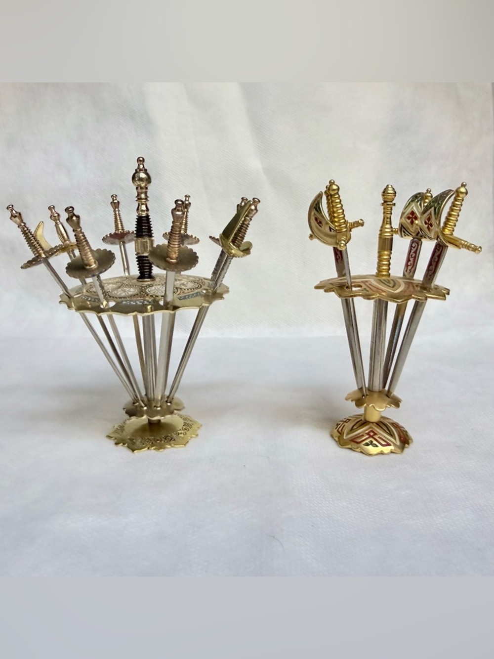 Vintage 1960s-1970s Toledo Brass Mini Sword Cocktail Picks.